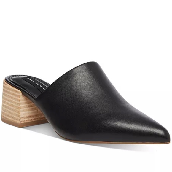 Steven By Steve Madden Shoes - Women’s Black Leather Sandals 8 STEVEN NEW YORK Fedor Block-Heel Slip-On Mules